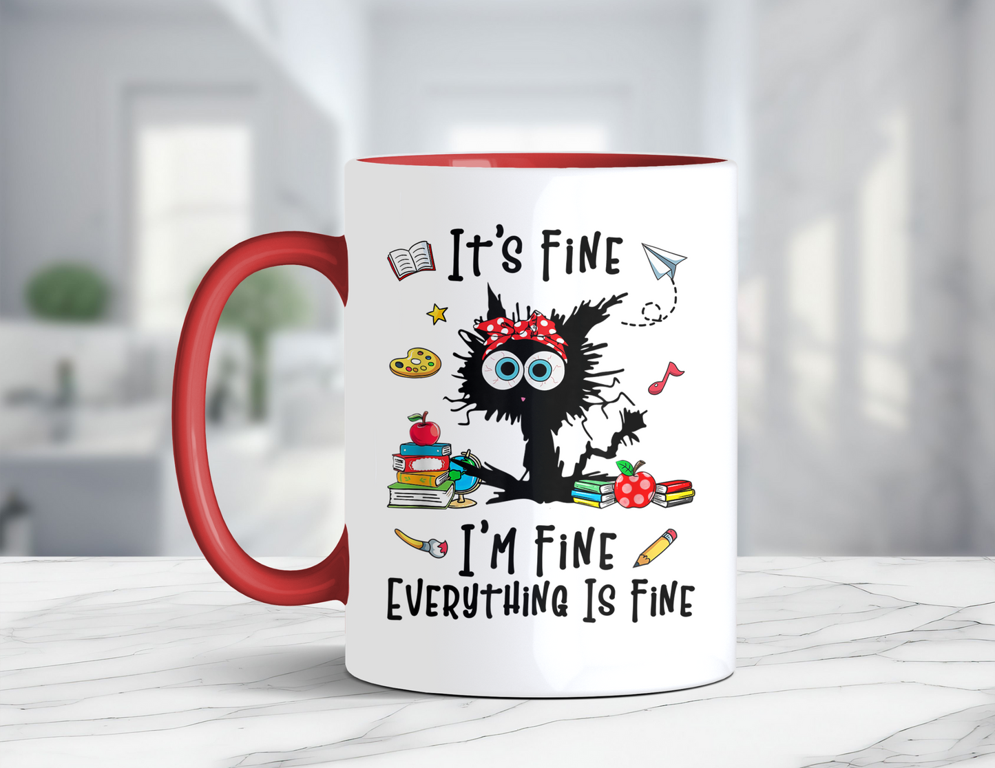 I'M FINE FUNNY CAT MUG