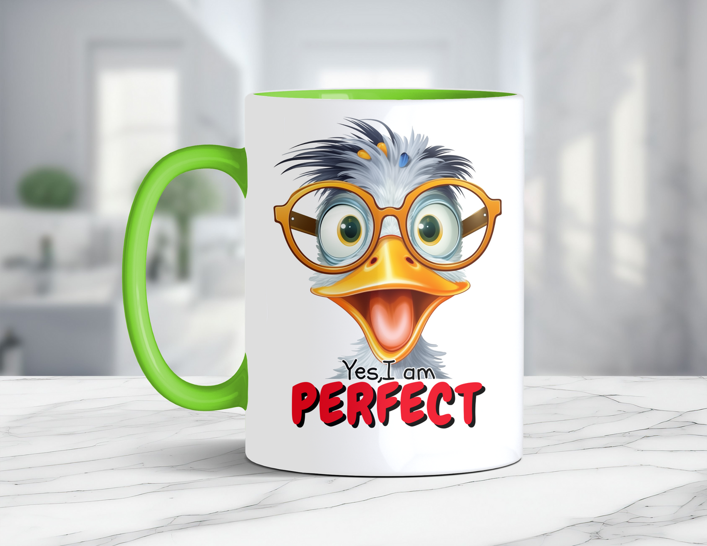 YES I AM PERFECT DUCK MUG