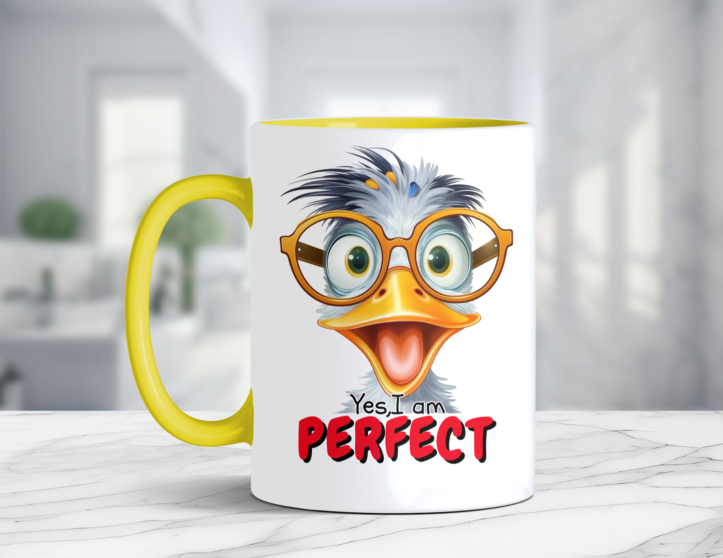 YES I AM PERFECT DUCK MUG