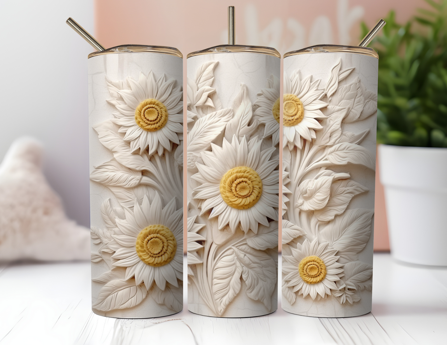 3D FLORAL TUMBLER