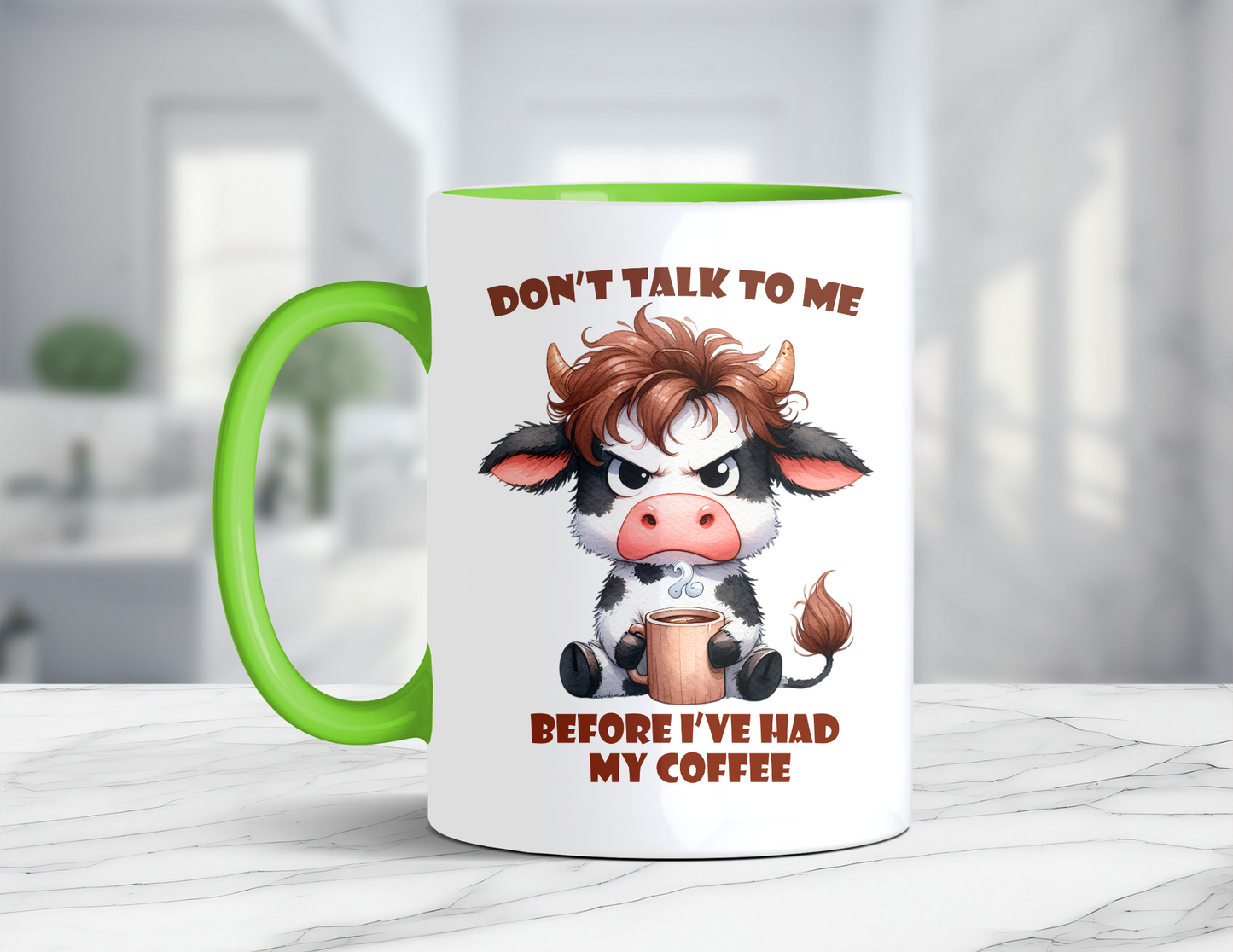 DONT TALK TO ME COW MUG