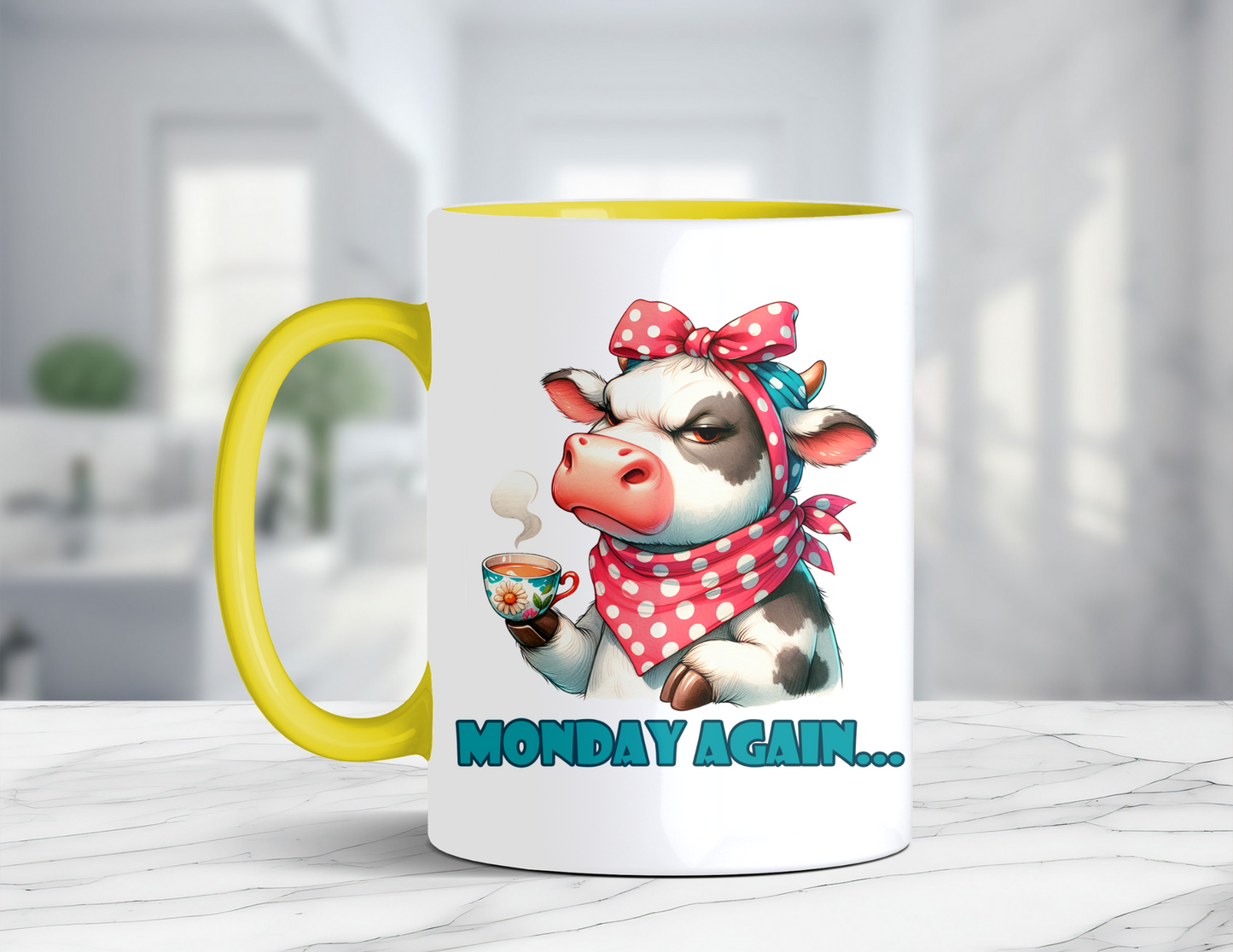 MONDAY AGAIN COW MUG