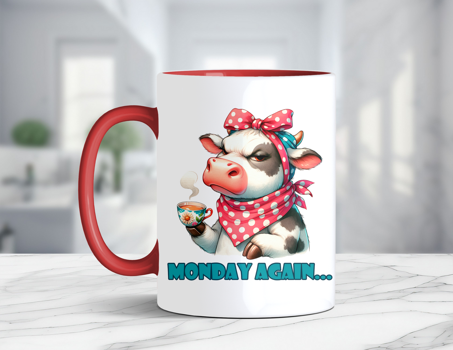 MONDAY AGAIN COW MUG