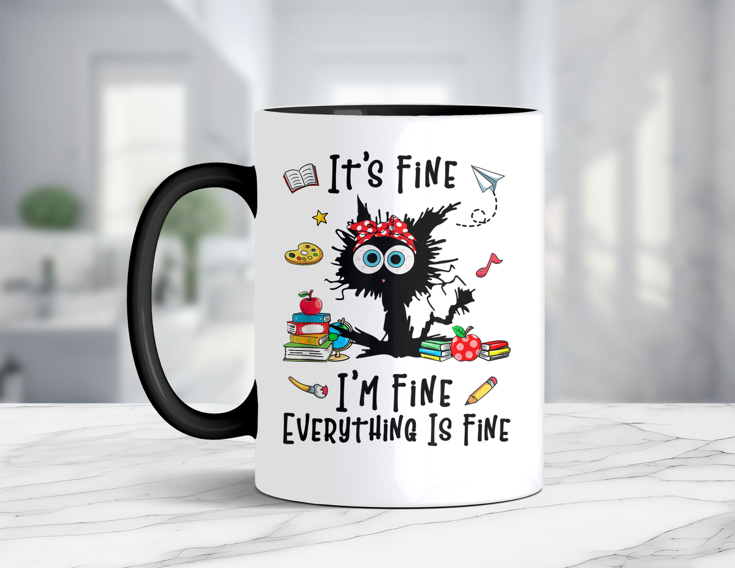 I'M FINE FUNNY CAT MUG