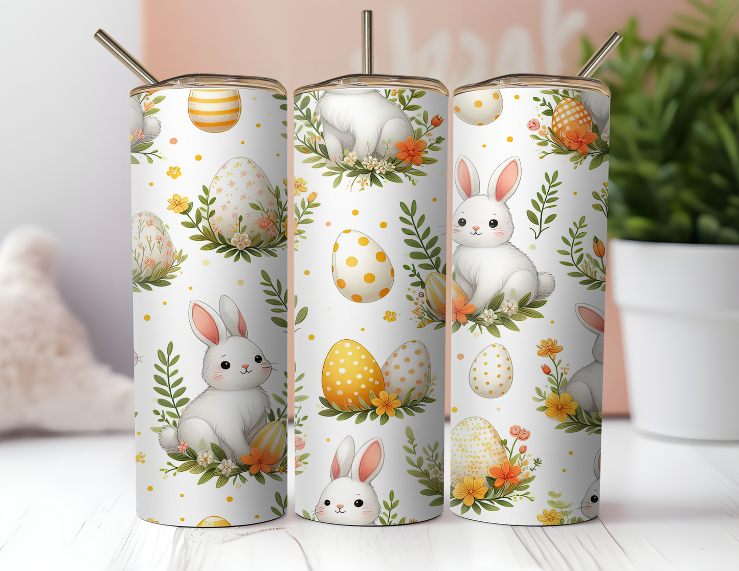 BUNNIES AND EGGS EASTER TUMBLER