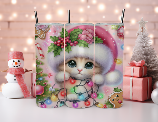 CHRISTMAS KITTEN TUMBLER
