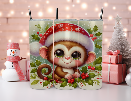 CUTE CHRISTMAS MONKEY TUMBLER
