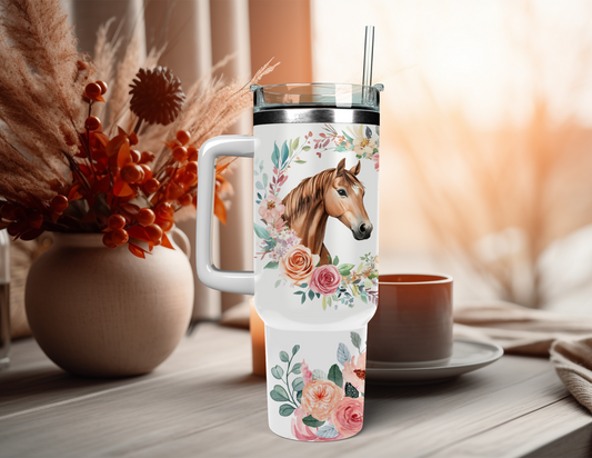 FLORAL HORSE 40 OZ TUMBLER