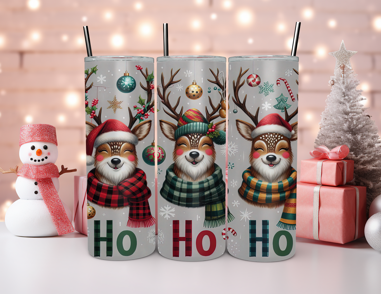 HO HO HO DEER CHRISTMAS TUMBLER