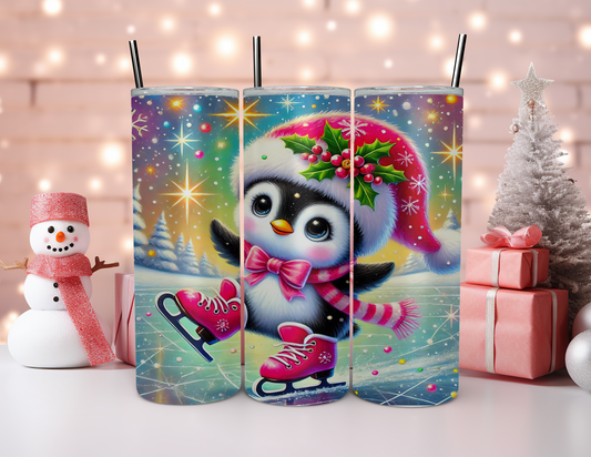 ICE SKATING PENGUIN CHRISTMAS TUMBLER