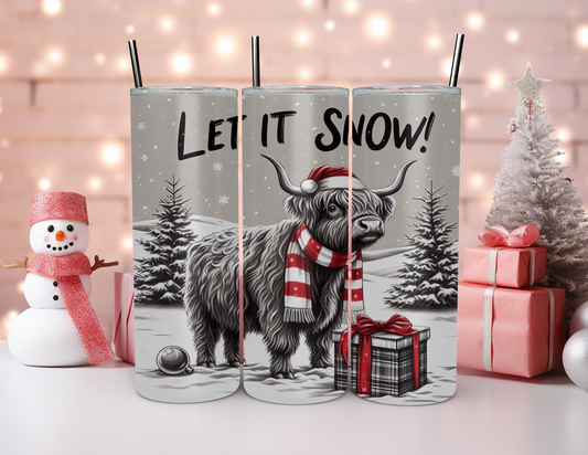 LET IT SNOW HIGHLAND COW TUMBLER