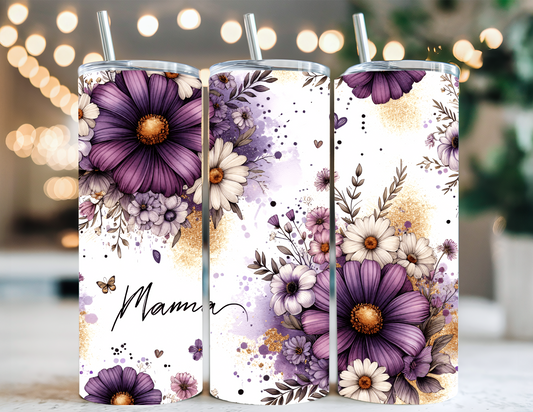 MAMA PURPLE FLORAL TUMBLER