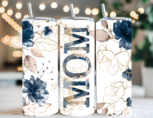 MOM BLUE FLORAL TUMBLER