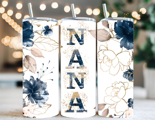 NANA BLUE FLORAL TUMBLER