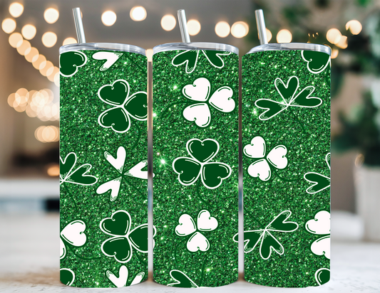 SHAMROCKS AND GLITTER TUMBLER