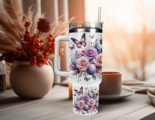 FLORAL BUNNY 40 OZ TUMBLER