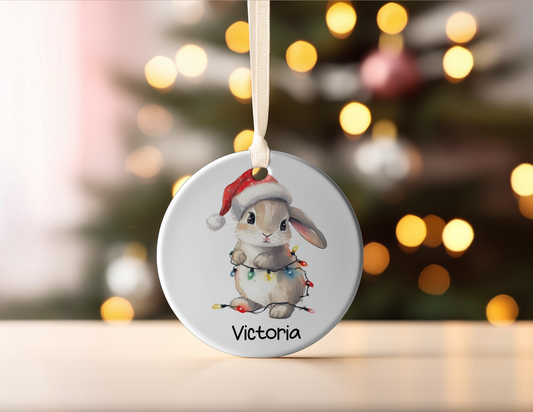PERSONALIZED BUNNY WITH LIGHTS ORNAMENT