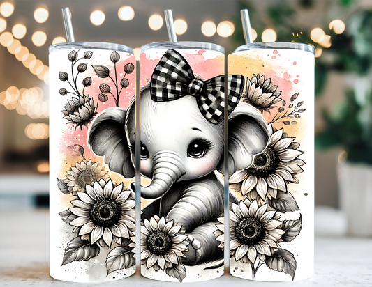 BLACK AND WHITE ELEPHANT TUMBLER