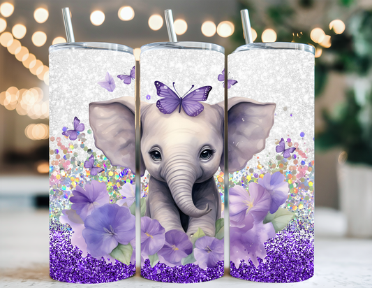 PURPLE SPARKLE ELEPHANT TUMBLER