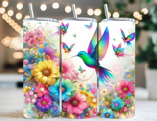 FLORAL HUMMINGBIRD TUMBLER