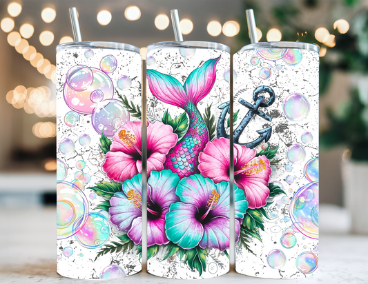 FLORAL MERMAID TAIL TUMBLER