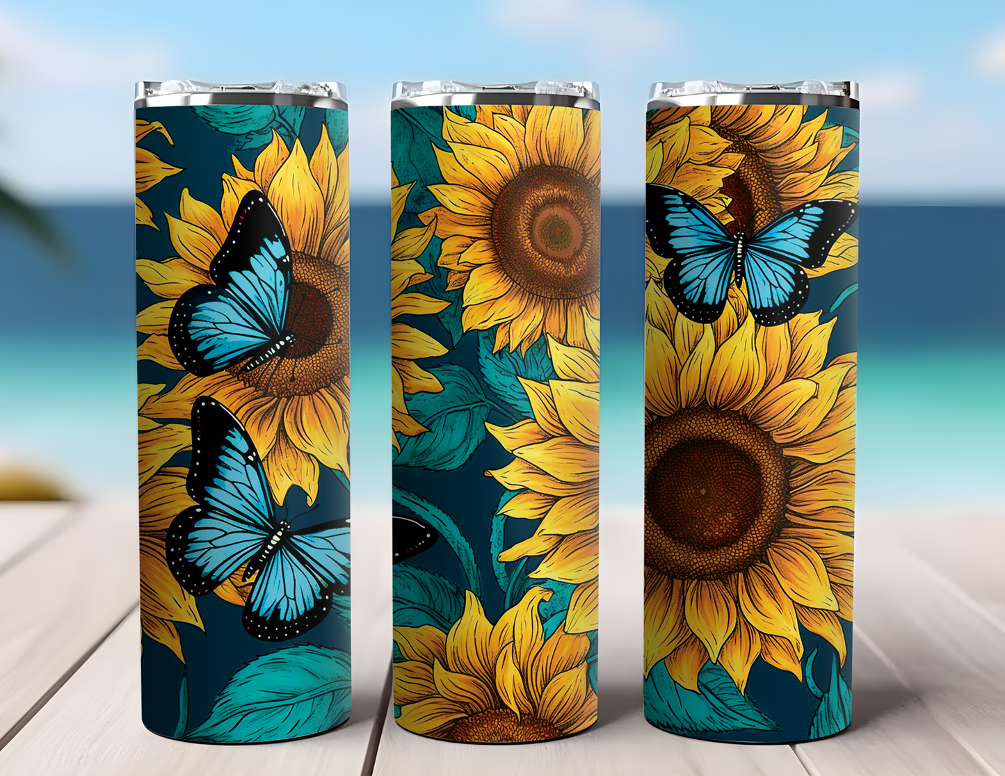 TEAL SUNFLOWER TUMBLER