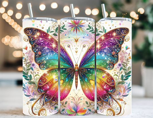 GLITTER BUTTERFLY TUMBLER