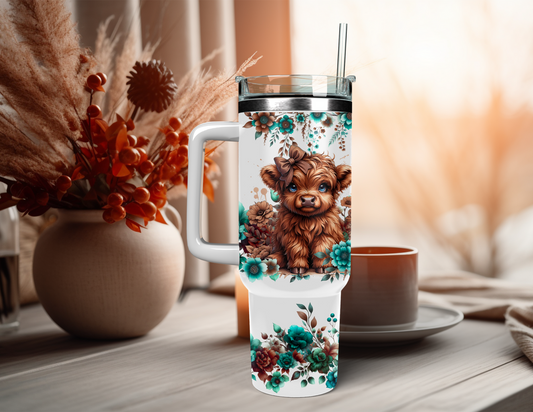 BROWN HIGHLAND COW 40 OZ TUMBLER
