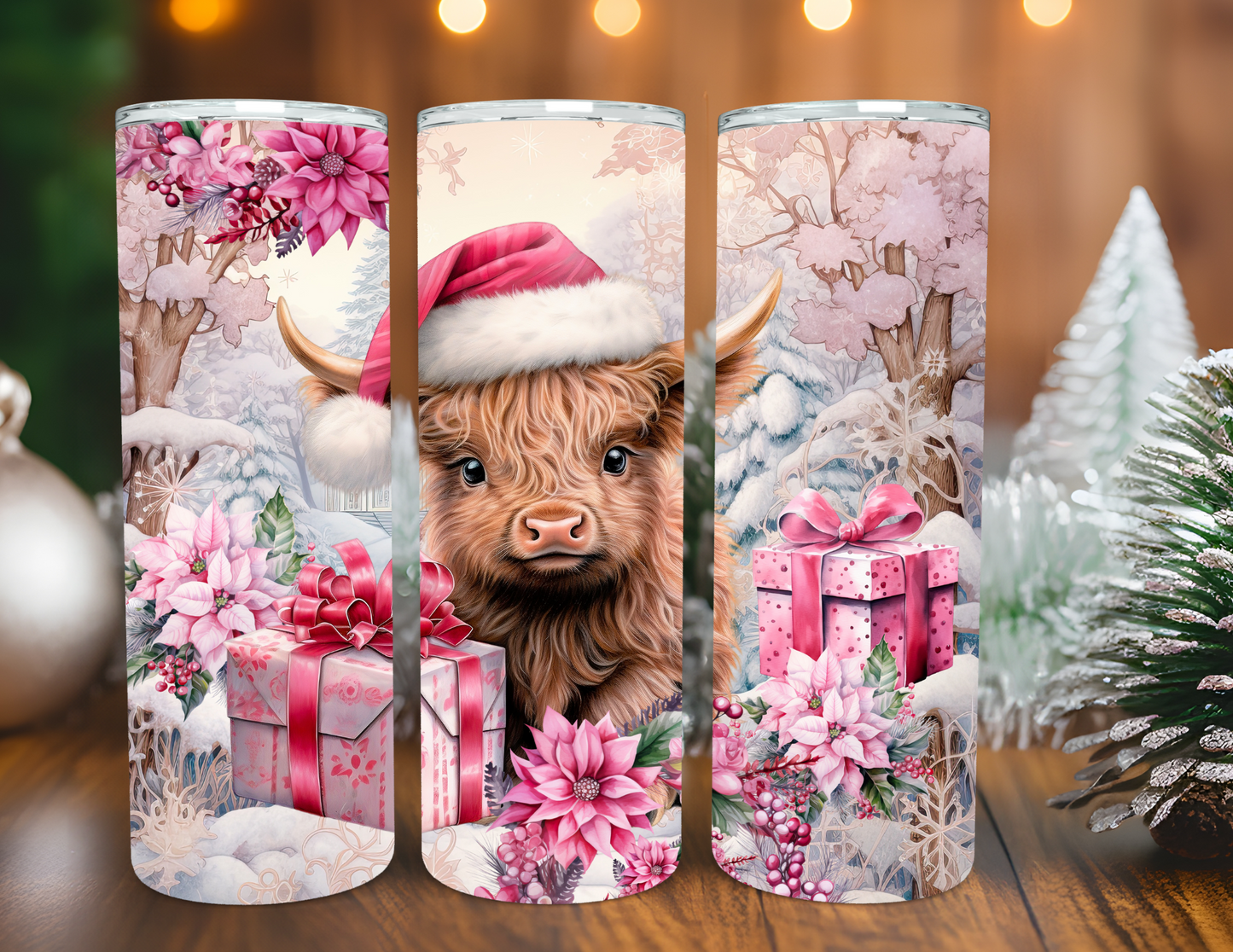 PINK HIGHLAND COW TUMBLER