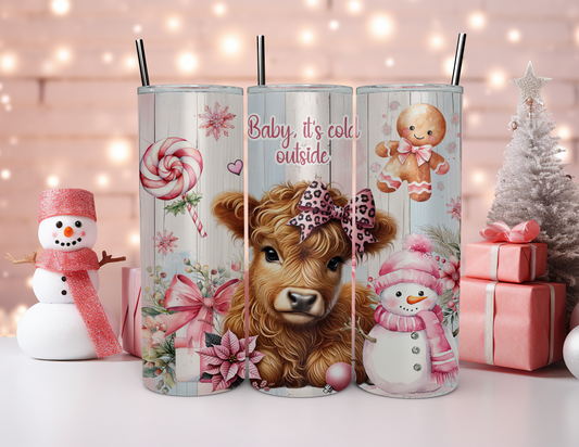 PINK HIGHLAND COW TUMBLER