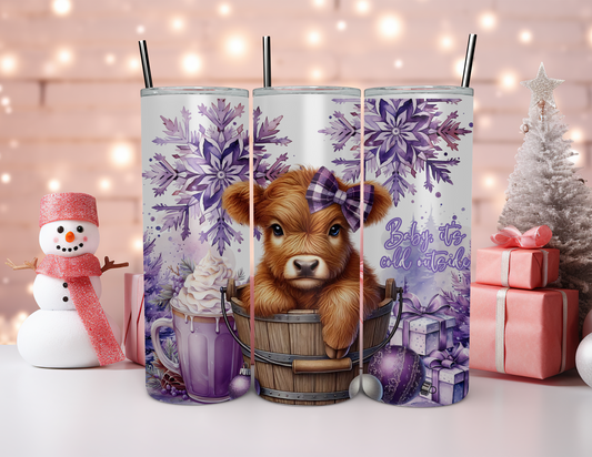 PURPLE HIGHLAND COW TUMBLER