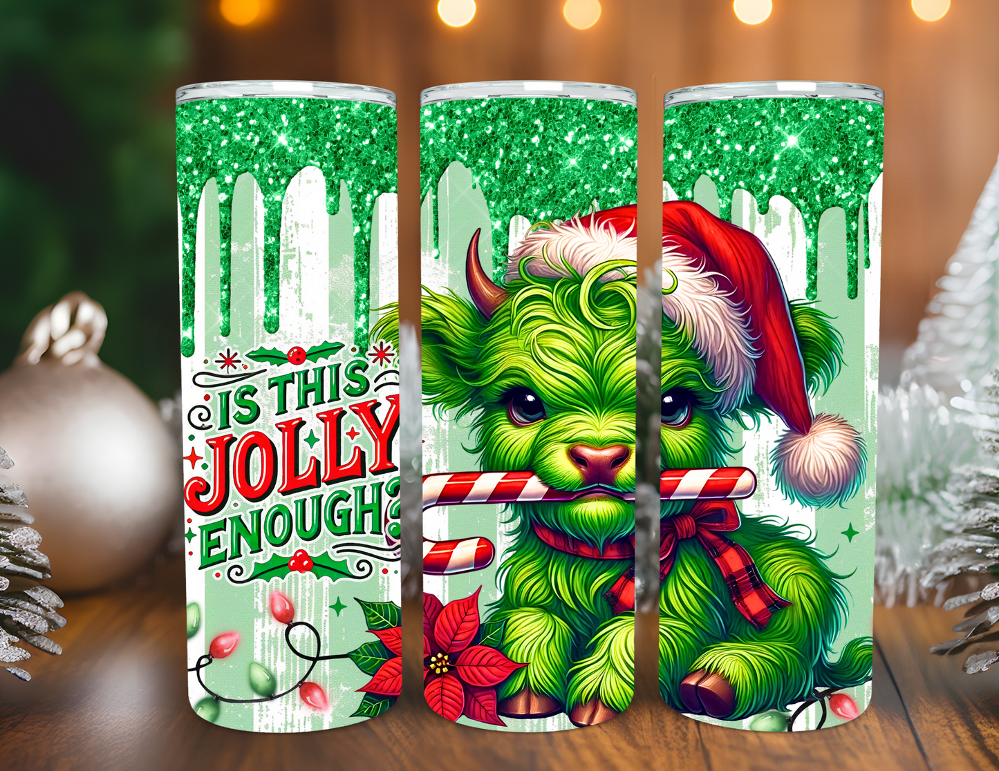 JOLLY HIGLAND COW CHRISTMAS TUMBLER