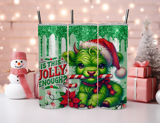 JOLLY HIGLAND COW CHRISTMAS TUMBLER