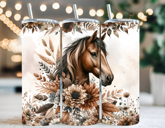 FLORAL HORSE BOHO TUMBLER