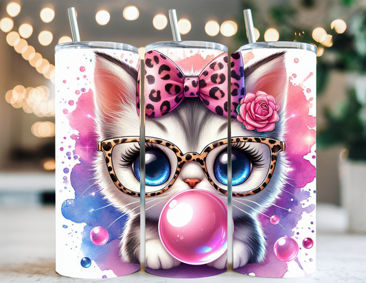 CAT BLOWING BUBBLE TUMBLER