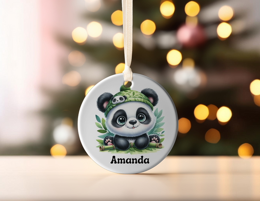 PERSONALIZED PANDA BEAR ORNAMENT
