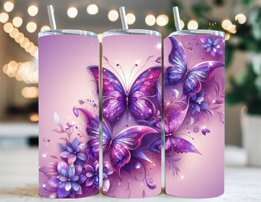 PURPLE BUTTERFLY TUMBLER