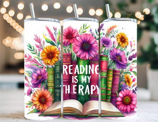 READING IS MY THERAPY TUMBLER