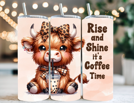 RISE AND SHINE HIGHLAND COW TUMBLER