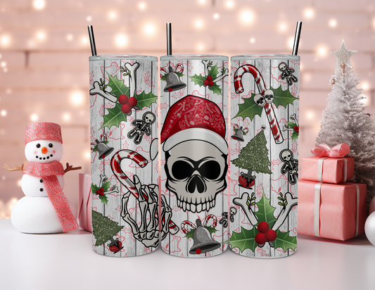 SKULLS AND BONES CHRISTMAS TUMBLER
