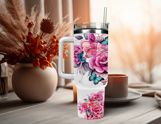 FLORAL SKULL 40 OZ TUMBLER