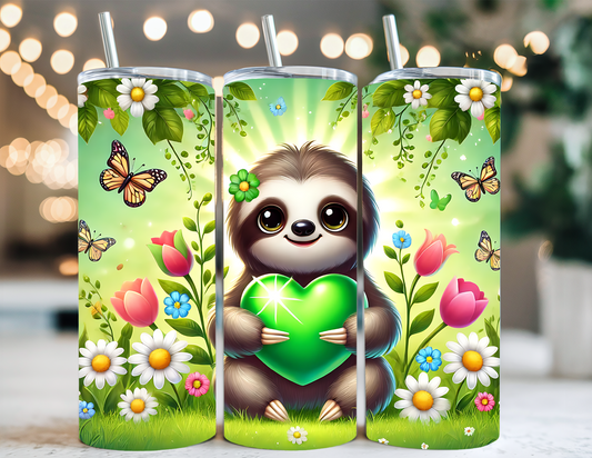 GREEN HEART SLOTH TUMBLER