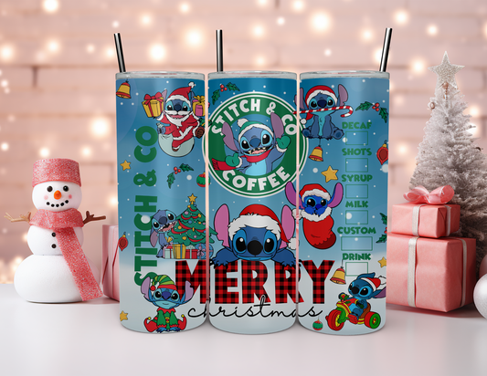 STITCH AND COFFEE CHRISTMAS TUMBLER