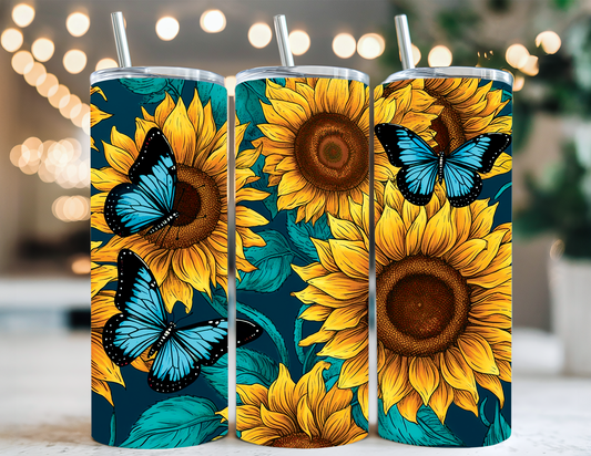 TEAL SUNFLOWER TUMBLER