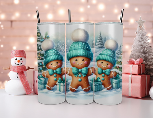 TEAL GINGERBREAD CHRISTMAS TUMBLER