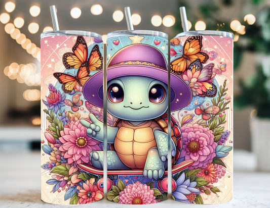 TURTLE ON SKATEBOARD TUMBLER