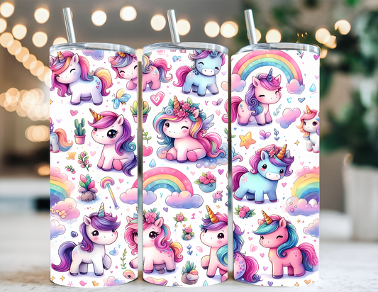 UNICORNS WITH RAINBOWS TUMBLER