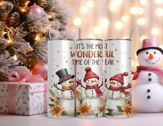 WONDERFUL TIME OF THE YEAR SNOWMAN TUMBLER