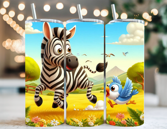 ZEBRA WITH BIRD TUMBLER
