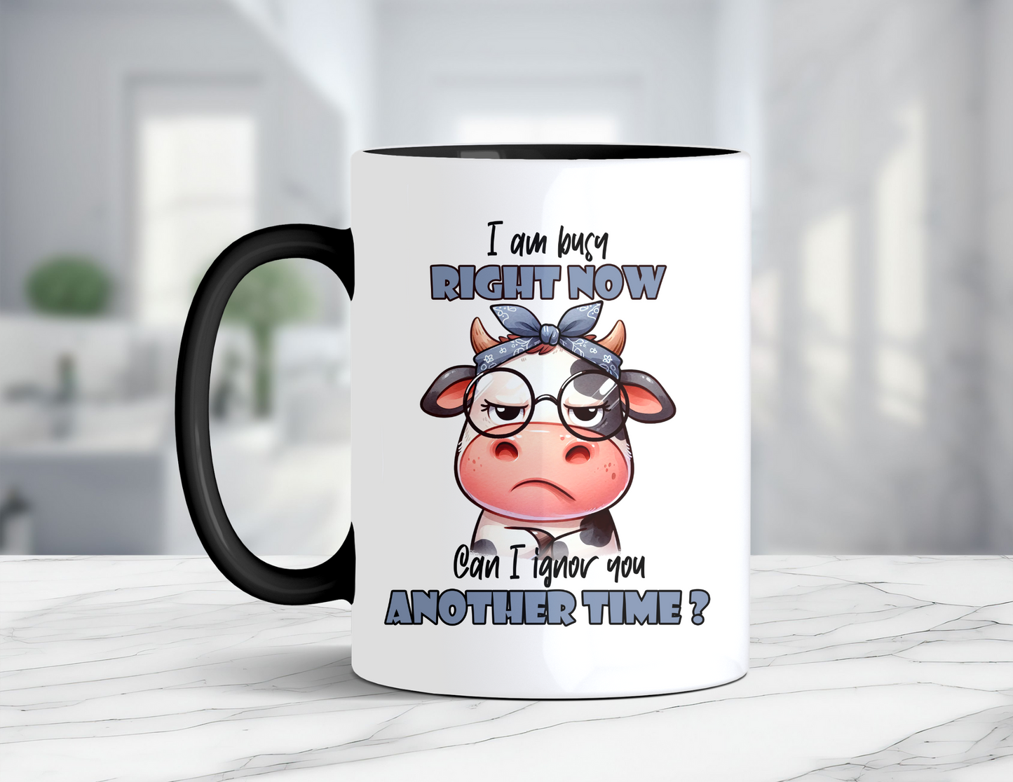BUSY RIGHT NOW COW MUG